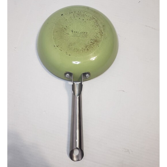Klok Cast Iron Fry Pan Skillet 8 Inch Stainless Steel Long Handle Green Bottom - Picture 3 of 8
